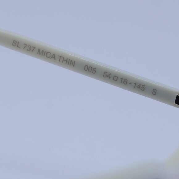 Saint Laurent SL737 MICA THIN 005 Sunglasses Ivory Cat Eye Frame, Black Lenses - Picture 8 of 11